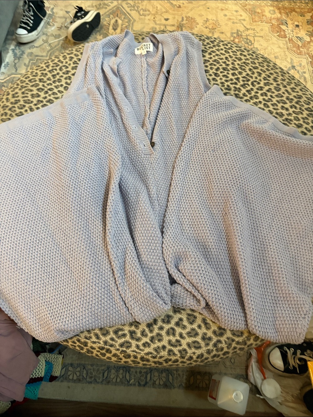 Dusty Lavender Knit Open Overalls